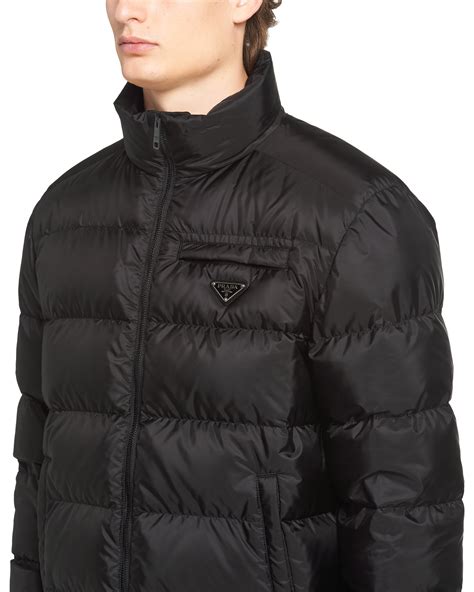 prada black and white print men jacket|prada re nylon puffer jacket.